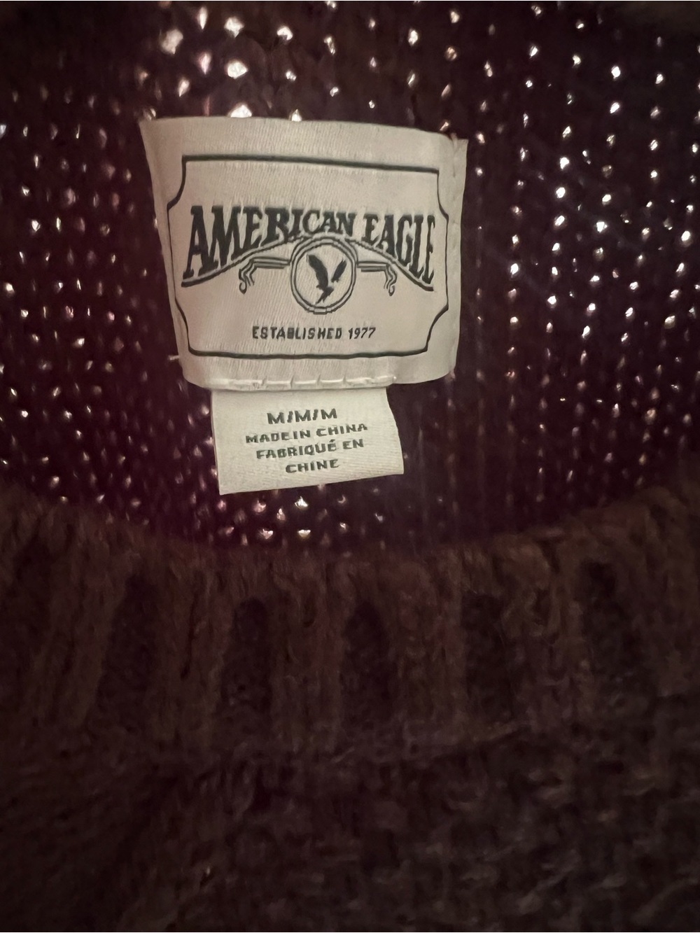 American Eagle Outfitters Brown Cable Knit Fringe Sweater - Picture 3 of 3
